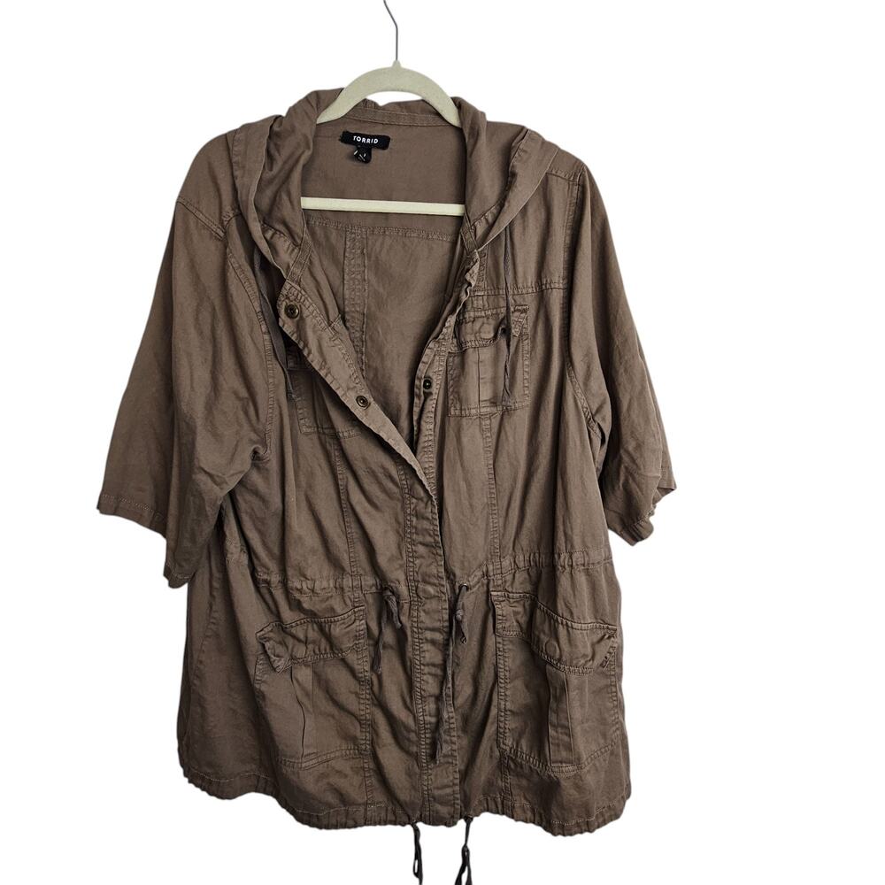 Torrid Snap Front Hooded Parka Jacket Plus Size 1X Minimalist Utility Cotton